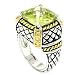 2-tone Designer-Inspired Ring w/Peridot & White CZs