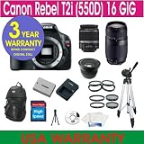 Canon Rebel T2i Digital Camera + 16GB Memory + 7 Lens Deluxe Camera Kit