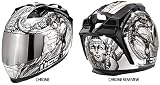Icon Mechanica Mens Domain 2 Street Motorcycle Helmets Color: Chrome, Size: Medium