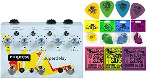 Empress Effects Superdelay String Bundle w/ 2 free Items: Ernie Ball Guitar Strings, 1 Dozen Dunlop Tortex Picks