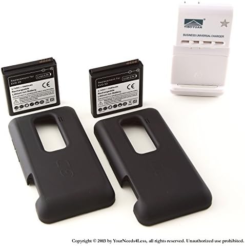 YN4L® 2x 3500mAh extended battery for HTC Evo 3D + Black cover + Dock Charger