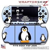 Penguins on Blue WraptorSkinz Skin and Screen Protector Kit fits Sony PSP 3 ....