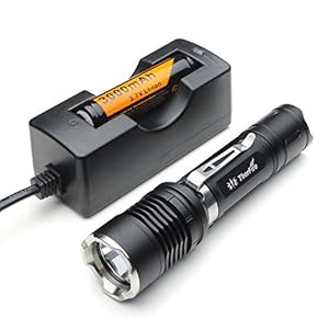 ThorFire VG10 Tactical Flashlight Cree XM-L2 LED 4 Modes 0.5 - 847LM with Installed Battery(Take out the battery and remove the round paper on the 