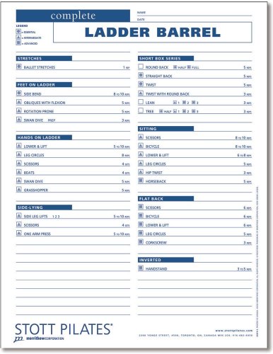 Stott Pilates Complete Ladder Barrel Client Workout Sheets Reviews