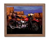 Knucklehead Harley Davidson Motorcycle Home Decor Wall Picture Oak Framed Art Print