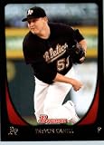 2011 Bowman Baseball Card # 64 Trevor Cahill - Oakland Athletics - MLB Trading Card in a Protective Display Case