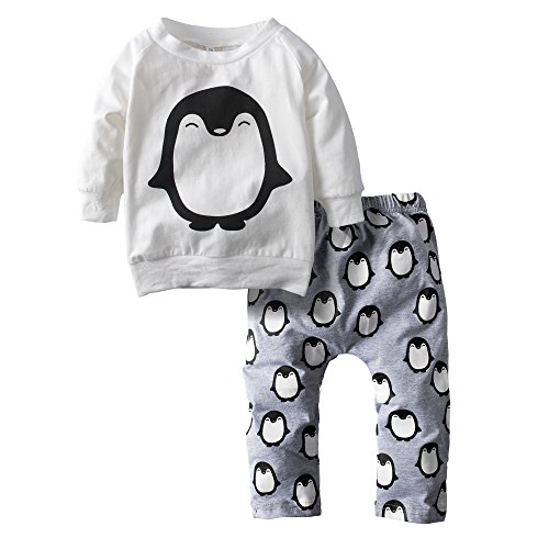 Big Elephant Baby Boys' 2 Piece Penguin Long Sleeve Pants Clothing Set H11