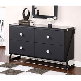 Kids Drawer Dresser with Sheen Top in Textured Black Finish