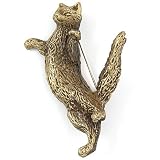 Dancing Cat Brass Pin by Modern Artisans