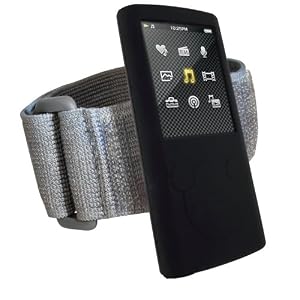 igadgitz Silikon Hülle Schutzhülle Tasche Etui Case Skin in Schwarz mit Armband für Sport Jogging und Fitnessstudio für MP3-Players Sony Walkman NWZ-E453/E454/E455/E463/E464 + Display Schutzfolie igadgitz Silikon Hülle Schutzhülle Tasche Etui Case Skin in Schwarz mit Armband für Sport Jogging und Fitnessstudio für MP3-Players Sony Walkman NWZ-E453/E454/E455/E463/E464 + Display Schutzfolie