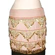 Light Coral Rectangular Hip Scarf/Belt with Gold Beads and Gold Coins