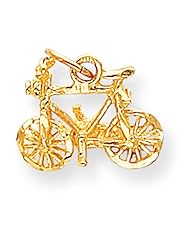 10K Yellow Gold 3D Bicycle Charm Jewelry FindingKing
