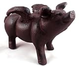 Whimsical Cast Iron Flying Pig Statue