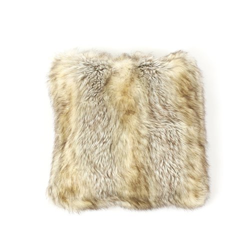 Best Home Fashion 1-Pair Kitt Fox Faux Fur Pillow, 18 by 18"