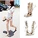 Kattee Women's Comfy Lace Up Flat Knee High Gladiator Sandals Gold Color
