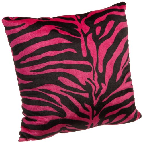 Brentwood Originals 18-Inch Zebra Fur Pillow, Hot Pink
