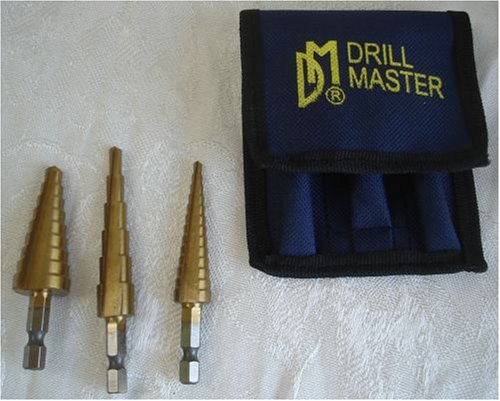 Titanium M2 3 PC HSS 3/16 3/4 Step Drill Bit Unibit Set