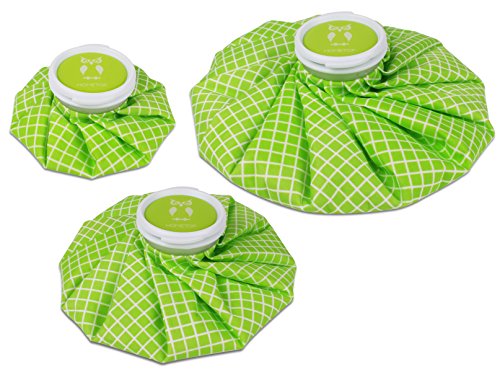 HomeTop 3 Pack Healthcare Reusable Ice Bag Pack for Cold Therapy (Green/White Checkered)