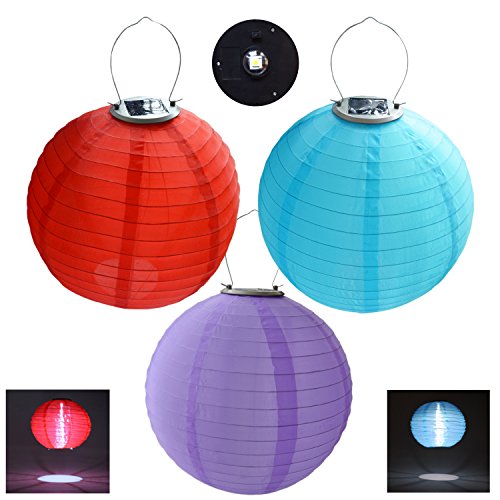 HKBAYI 3PCS/set 30cm Solar Powered Hanging Oriental 12