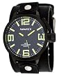 Nemesis #LBB040Y Men's Premium Wide Leather Black IP Strap Russian Diver Watch