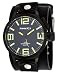 Nemesis #LBB040Y Men's Premium Wide Leather Black IP Strap Russian Diver Watch