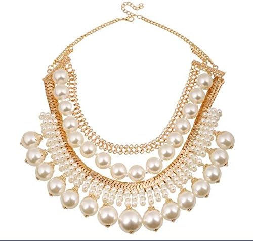 TBNA Bridal Women's Vintage Exaggerate Pearl Clavicle Chain Alloy Neclace