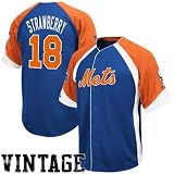 Majestic New York Mets #18 Darryl Strawberry Royal Blue-Orange Wheelhouse Cooperstown Player Baseball Jersey (X-Large)