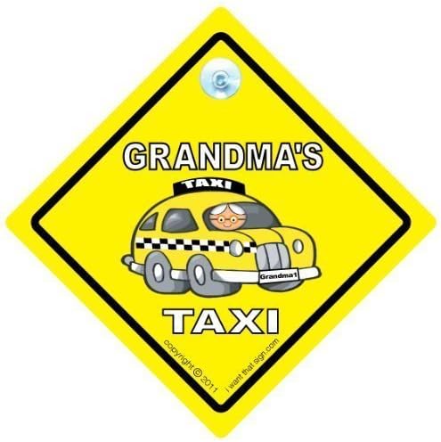 GRANDPARENTS iwantthatsignLTD Grandma's Taxi Car Sign, Grandma's Taxi, Grandma's Taxi Sign, Novelty Bumper Sticker, Decal, Baby On Board Sign Style