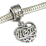 Queenberry (Free S/H) Mother's Day Gift Sterling Silver Best Mom Love Heart Dangle Bead For Pandora Troll European Charm Bracelets