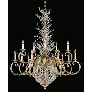Triarch International Garland Gold and Silver Leaf Crystal Eighteen-Light Chandelier