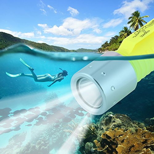 GHB Professional Diving Flashlight LED Submarine Flashlight Outdoor Waterproof Torch 600 Lumen Yellow