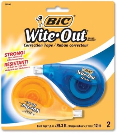 Wite-Out Correction Tape - 0.17" Width x 33.14 ft Length - 1 Line(s) - White Tape - Non-refillable - 2 / Pack