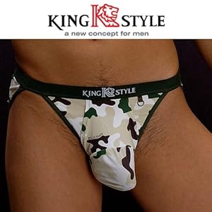 【クリックで詳細表示】King Style 網ポケット付パンツ 迷彩柄(ブリーフ下向き仕様) グリーン XLサイズ