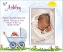 New Baby Girl Personalized Birth Announcement Keepsake Picture Frame Gift - Carriage