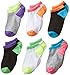 Maidenform Big Girls' Six-Pack Neon-Tipped No Show Socks