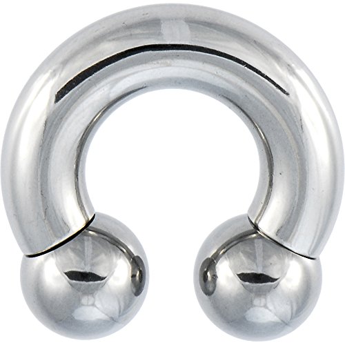 Body Candy Stainless Steel 12mm Balls Horseshoe Circular Barbell 0 Gauge 5/8