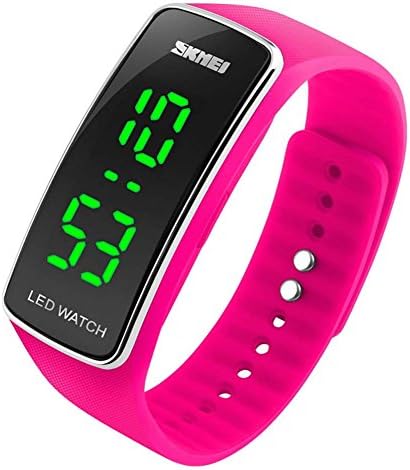 AMP MART LED Digital Sports Watch Fashion Casual Dress Waterproof Outdoor Watch Dual Time Wristwatch Women Digital Watch Men Sports Watches Lady Fashion LED Display Ladies Wristwatch (Pink)