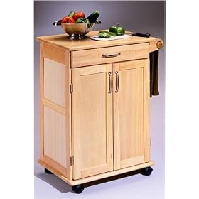 Kitchen Cart With Two Doors, 34Hx28.5W, NATURAL