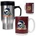 Denver Broncos NFL Travel Mug & Gameball Ceramic Mug Set - Helmet logo