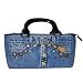 Blue Denim Hand Embroidered Purse With Handles Made from Vintage Denim