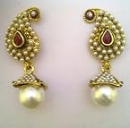 Earrings - Ethnic Paisley Earrings with Rich Pearls by ADIVA ABARI00I0068