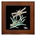 Wright's Dragonfly :: Modern Stained Glass Inspired Design :: Framed Fine Art Ceramic Tile By Kristen Stein