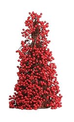 Pack of 2 Red Outdoor Gooseberry Christmas Cone Topiary Trees 24"