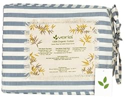 Azure Blue Stripe Organic Cotton Sheet Set (280 Thread Count) King Size