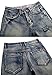 NITAGUT Men's Ripped Slim Fit Tapered Leg Jeans Grey Blue-US 34
