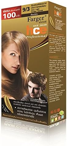 Farger 9/3 Very Light Golden Blonde Permanent Hair Color Cream Dye 100ml Punk Goth w/ Jojobaoil / Keratin / Collagen [Get Free Tomato Facial Mask + Free Gift Arche Pure Pearl Cream Acne Freckles & Dark Spots 3g.(can Be Used As Foundation Cream, Before Make up Your Face Revent Acne, Freckles, Melasma and Dark Spots From Recurring.)]