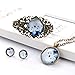 LUREME Time Gem Series Disc Charm Stud Earrings Hollow Flower Open Bangle Bracelet and Pendant Necklace Jewelry Sets for Women and Girls (09000441) (White Wolf)