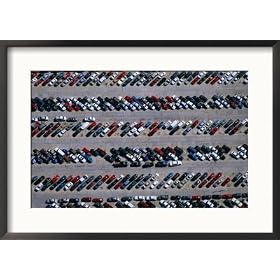Aerial of Auto Insurance Salvage Lot, Denver, USA Collections Framed Photographic Poster Print by Jim Wark, 29x21