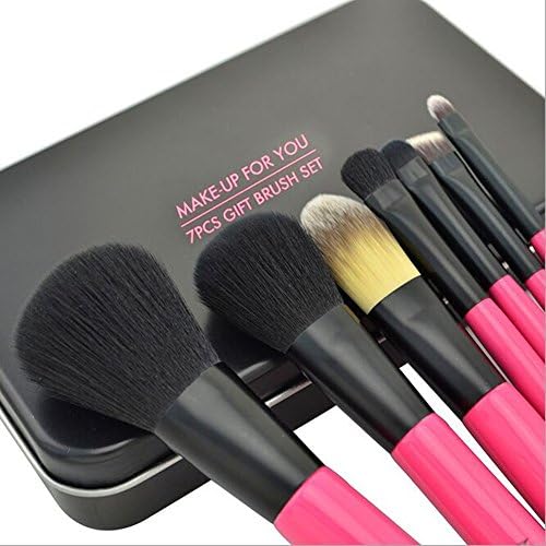 Makeup Brush Set Pink -7 Pieces Professional Cosmetic Brushes -High Quality Natural & Synthetic Hair Makeup Brushes -Soft and Dense -Beauty Blender Sponge Bonus + Travel Essentials Case