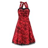 H&R London Robe TATTOO 50S DRESS rouge-noir
